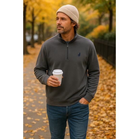 Johnnie-O Quarter Zip Pullover Sweatshirt Graphite Gray Men’s XL Preppy - Picture 1 of 9